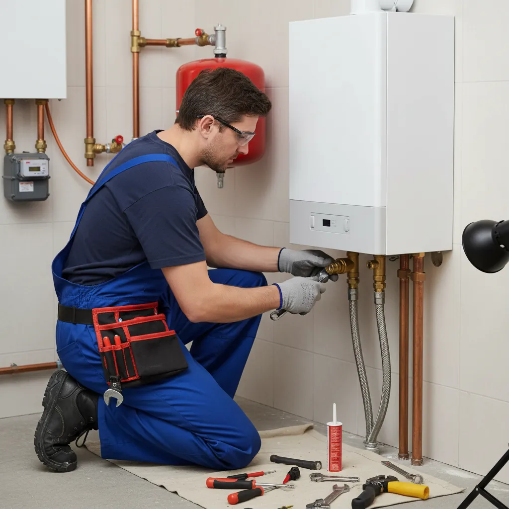 New boiler gas line connection for efficiency