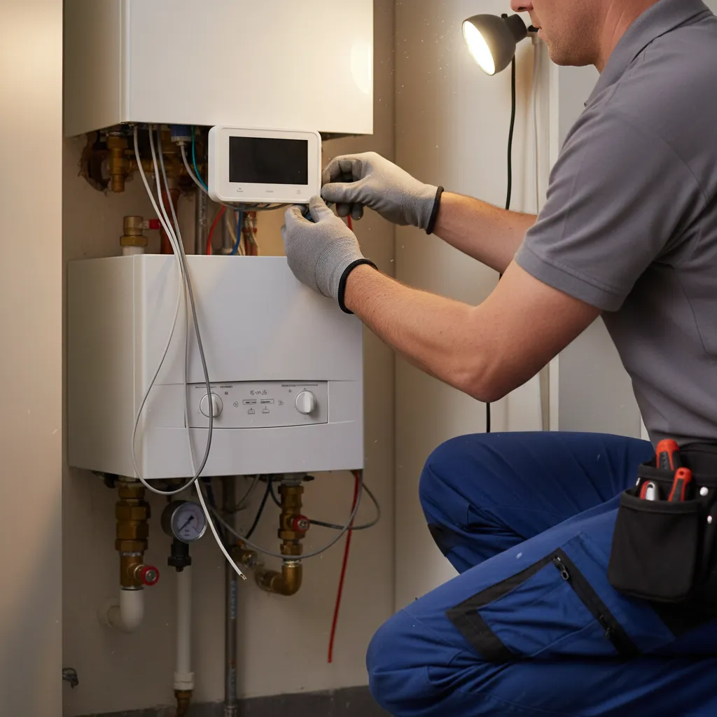 Smart thermostat wiring to a boiler
